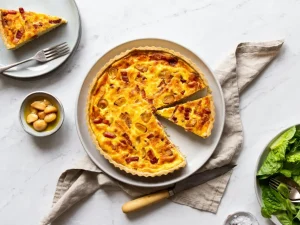 Garlic confit quiche lorraine